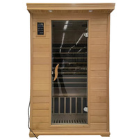 Sauna Finlandesa Moderna de Madera Maciza de Hemlock para 2 Personas, con Calefacción Eléctrica, Panel de Control Computarizado y Ventanas de Techo