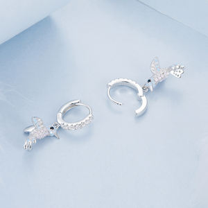 925ต่างหูห้อยนกกระเต็นเงินสเตอร์ลิงสำหรับผู้หญิงเครื่องประดับ BSE991เพทายชุบทองคำขาว - Product Image 4