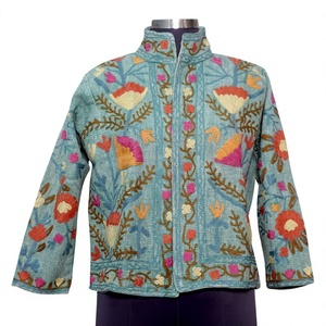 Embroidery Suzani Quilted Knitted Cotton Hand Embroidery Floral Women's Jacket Regular Length Gift - Product Image 1