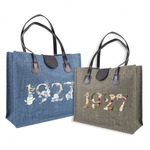 Sac fourre-tout vintage en toile texturée avec poignée longue, imprimé floral, grande capacité, pour les trajets quotidiens, les courses et l'usage quotidien - Product Image 1