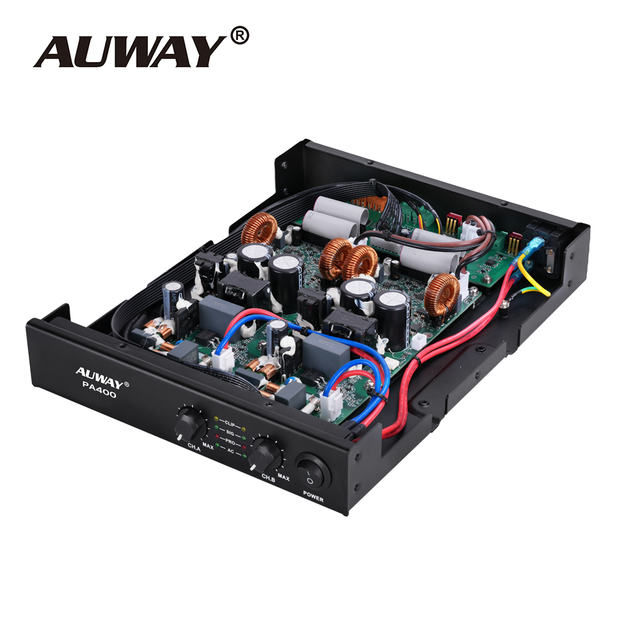 Auway PA400 400W Dual Channel 70V 100V Constant Voltage 4/8 Ohm PA Power Amplifier