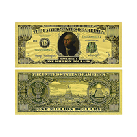 Lot de 46 billets de banque dorés des présidents américains - 16x7,6 cm, en PET, avec feuille d'or, billets fantaisie de million de dollars, cadeau souvenir pour