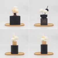 Bouteille en verre noir ronde vide de 50 ml, 100 ml, 150 ml pour diffuseur de parfum à bâtonnets d'aromathérapie avec bouchon