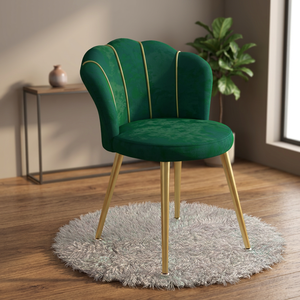 Silla de Comedor Vintage Tapizada en Terciopelo con Patas de Metal, Diseño en Forma de Pétalo, Ecológica, para Sala de Estar y Oficina en Casa - Product Image 1