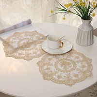 Set de table rond en dentelle, dessous de verre romantique brodé, napperon, sous-verres à café