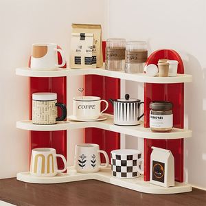 Plastic Standing Type Three-Layer L-shaped Cup <b>Storage</b> Rack for Tableware Multifunctional <b>Kitchen</b> <b>Corner</b> Draining Desktop Holder - Product Image 4