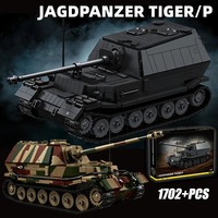 Bloques de Construcción Militares de la Segunda Guerra Mundial 1/28 Jagdpanzer TIGER/P, Set de Bloques de Construcción del Tanque Pesado Ferdinand de la Segunda Guerra Mundial, Juguetes de Ladrillos para Niños, Regalos para Niños