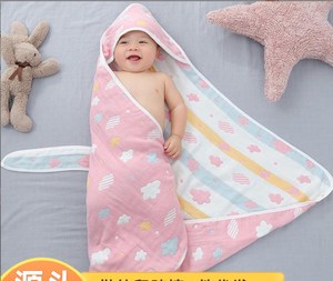 100% Algodão Orgânico Roupão Soft Bamboo Animal Hood Kids Woven Gaze Toalha Cobertor Apresentando Solid Dot Newborns' Lança - Product Image 2