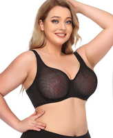Soutien-gorge romantique français en maille à carreaux pour femmes, sous-vêtements grande taille, lingerie sexy transparente