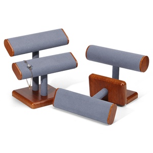 Bracelet Jewelry Display Stand Jewelry Organizer <b>T</b>-<b>Bar</b> Necklace Display Trays Wood Base - Product Image 4