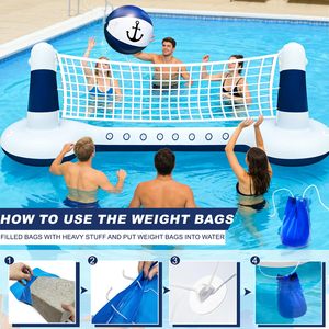 Filet de volley-ball gonflable Tiki Luau le mieux noté, grand jeu flottant pour piscine avec ballon de plage, idéal pour fête tropicale hawaïenne - Product Image 6