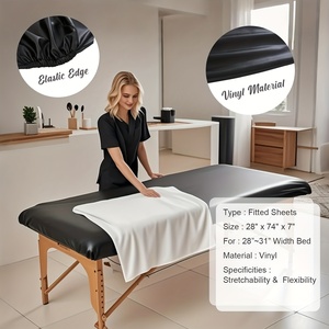 Housse de <span class=keywords><strong>table</strong></span> de <span class=keywords><strong>massage</strong></span> en PU, drap-housse élastique réutilisable pour lit de spa - Product Image 6