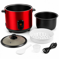 Cuiseur à riz électrique intelligent portable multifonction 0,6L-2,8L avec contrôle mécanique du minuterie, en acier inoxydable, avec tasse à mesurer et spatule