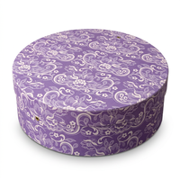 Boîte cadeau en carton personnalisée de luxe écologique ronde à motif de fleurs en dentelle violette avec finition UV pour bijoux et emballage de fleurs