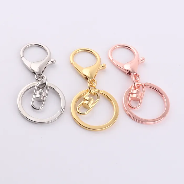 rose gold color metal lobster clasp hook with key ring for gifts accessories keychain