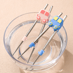 Pure Titanium <b>Chopsticks</b>, Anti-slip Training <b>Chopsticks</b> with Cartoon Car Pattern for <b>Kids</b> & Toddlers Learning Eating - Product Image 5