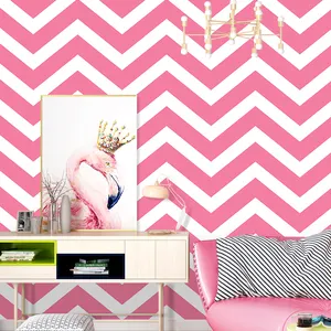 Papel tapiz moderno de rayas onduladas rosas con personalidad sencilla, decoración del hogar