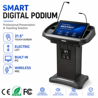 Pupitre numérique intelligent en métal avec écran tactile de 21,5 pouces et fonction de retournement électrique pour conférences, salles de classe et cours