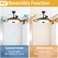 Lustre rétractable avec LED, moteur DC à intensité variable par télécommande, unité de lampe à pales cachées pour la décoration intérieure moderne des espaces de vie.