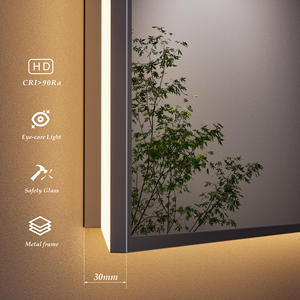 مرايا حائطية بإضاءة خلفية قابلة للتعتيم تدريجيًا مع مزيل للضباب ومقاومة للكسر وذاكرة وإضاءة بثلاثة ألوان - Product Image 5