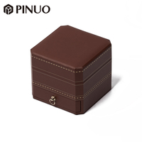 Boîte à bijoux de luxe personnalisée PINUO, boîte à bijoux en cuir marron avec tiroir, boîte à bijoux de voyage, boîte de rangement pour bijoux en daim