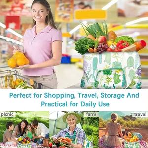 Sac à provisions en polyester RPET pliable et réutilisable à motif géométrique personnalisé écologique durable en gros - Product Image 5