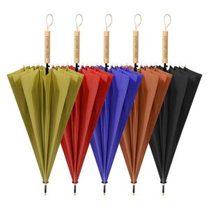 Paraguas de Golf con Logotipo Impreso, Apertura Semiautomática, Resistente al Viento, de Fibra de Vidrio, con Mango de Madera - Product Image 1