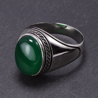Anneaux pour hommes en argent véritable S925, design simple, anneau turc pour homme avec pierres, onyx multicolores de forme ovale, bijoux turcs