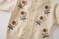 Cardigan en acrylique pour bébés filles, veste en tricot brodée florale, simple boutonnage, nouvelle collection automne/hiver, style coréen
