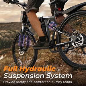 Vélo de montagne pliable 26 pouces, moteur 750W, acier carbone, étanche IP65, double suspension, dérailleur 7 vitesses, charge 150KG, entrepôt UE/Royaume-Uni - Product Image 4
