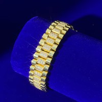 Bracelet de montre en argent serti de moissanite, chaîne à maillons larges, bijoux hip-hop bling pour hommes et femmes, style de luxe en gros
