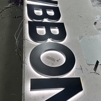 Lettres de logo rétroéclairées en aluminium noir 3D personnalisées pour la décoration de la façade de la marque