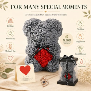 Boîte cadeau ours en roses artificielles en PVC pour la Saint-Valentin, cadeau pour papa, maman, Pâques, Noël, décoration murale pour hôtels - Product Image 4
