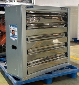 Ventilateur axial industriel pour serre et élevage avicole, 900 mm, acier inoxydable, 470 tr/min, roulement à manchon, support OEM, HME Electric - Product Image 1