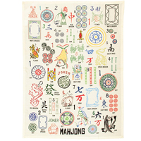 Essuie-tout de cuisine 100 % coton imprimé motifs Mahjong, serviette à thé amusante sur le thème des jeux avec boucle de suspension, idéal pour les soirées jeux ou comme cadeau pour hôtesse