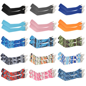 Manchons de protection solaire sans doigts pour enfants, longs, anti-UV, en soie glacée, pour sports de plein air, motif couleur unie - Product Image 2