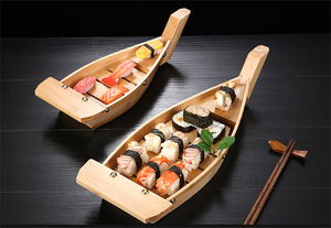 Wholesale SQ10 Tableware Japanese Sushi Boats Restaurant Sashimi Platter Decoration Natural Wooden Boat - Product Image 2