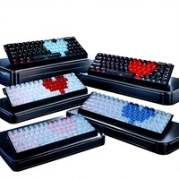 Front-and-Side Carbon-Fiber-Patterned Heart Design Magnetic-Axis Mechanical Keyboard Keycaps Carbon-Texture PC Material Boxed