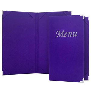 Couverture de menu en cuir PU violet de haute qualité, 2 pages, livre de menu personnalisé avec coins fixés, dossiers de menu pour restaurant - Product Image 2