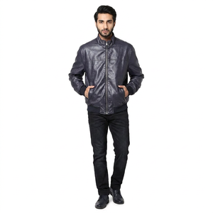 <b>Men's</b> Fashionable Heavyweight <b>Leather</b> <b>Jacket</b> High Quality Online Selling Winter Outdoor Wear with Stand Collar <b>jacket</b> for <b>men</b> - Product Image 1