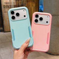 Coque antichoc personnalisable très vendue pour iPhone 18 17 Pro Max, bloc de couleur 2-en-1, bord givré souple, dos rigide en acrylique