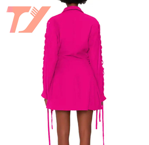 TUOYI Spring New Fashion Women's High End Temperament Lace up Long Sleeve Split Collar Suit <strong>Dress</strong> <strong>Coat</strong> - Product Image 2