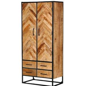 Mueble de Almacenamiento Rústico Minimalista con Base de Madera y Metal en Espiga, con 2 Puertas y 4 Cajones - Product Image 1