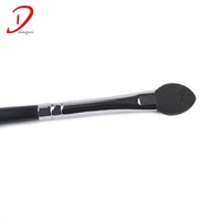 Pinceau à maquillage pour les yeux en poils naturels de haute qualité, double face, avec manche en bois, pour l'application de fard à paupières