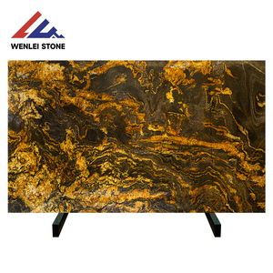 Suministro de Piedra Wenlei, Losa Grande de Mármol Negro Dorado Cósmico, Piedra Natural de Lujo Altamente Pulida para Proyectos de Ingeniería de Interiores - Product Image 1