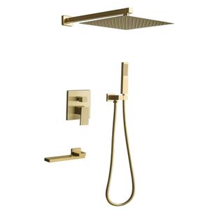 Concealed Wall Mounted Shower Set 250mm Square Rain Head With Handheld And Hose For Bathroom - Product Image 3