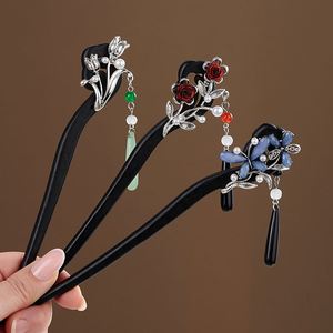 Clásicos Pasadores de Pelo Chinos para Mujer, con Perlas, Flores y Estrellas, Hechos a Mano, Accesorios de Joyería, Adornos para el Cabello - Product Image 6