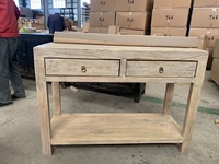 Table de console en bois style Vintage et rustique, meubles naturels antiques, inclinés, à deux tiroirs, pour couloir