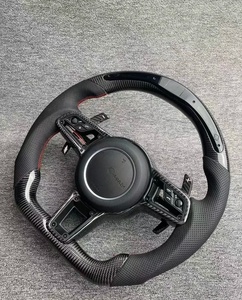 Volant personnalisé pour <span class=keywords><strong>Porsche</strong></span> <span class=keywords><strong>911</strong></span>, Macan, Cayman, Cayenne, Panamera 718, entièrement en cuir avec fibre de carbone et bouton <span class=keywords><strong>SC</strong></span>, adapté aux <span class=keywords><strong>Porsche</strong></span> - Product Image 6