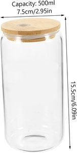Wholesale 12oz 16oz 20oz Clear Frosted High Borosilicate Glass Eco-Friendly Sublimation Blanks Beer Can Tumbler Straw Bamboo <b>Lid</b> - Product Image 5